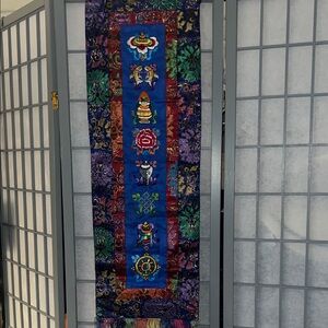 Tibetan Buddhist  Colorful Tapestry  Hanging Ashtamangala. 
GUC